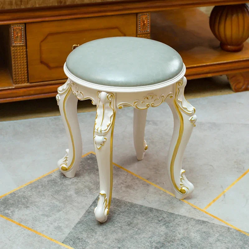 European Fabric Pouf,Modern Round Tea Table Stool, High-Quality Manicure Seat, Living Room Sofa Side Ottoman, Versatile Seating.