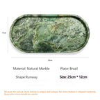 Luxury Green Marble Oval Tray: Bathroom Organizer & Fruit Serving Platter, Waterproof Stone Decor for Hotel Spa Home Kitchen