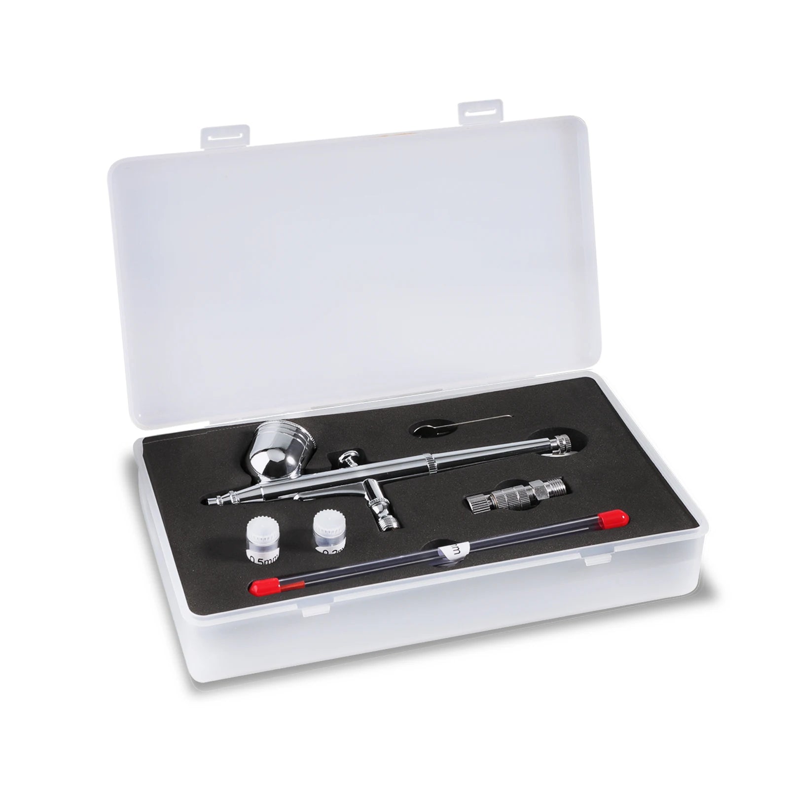 SAGUD Professional Airbrush Set 0.2 0.3 0.5mm Needles Nozzle Quick Release with Air Hose - Dual-Action Gravity Feed Airbrush Kit
