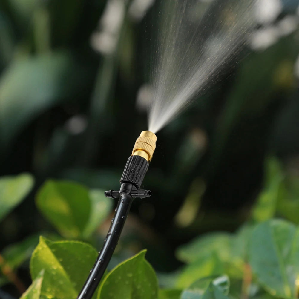50-1pcs 4/7PVC Outdoor Misting Cooling System Garden Irrigation Watering 1/4'' Brass Atomizer Adjustable Garden Micro Sprinklers