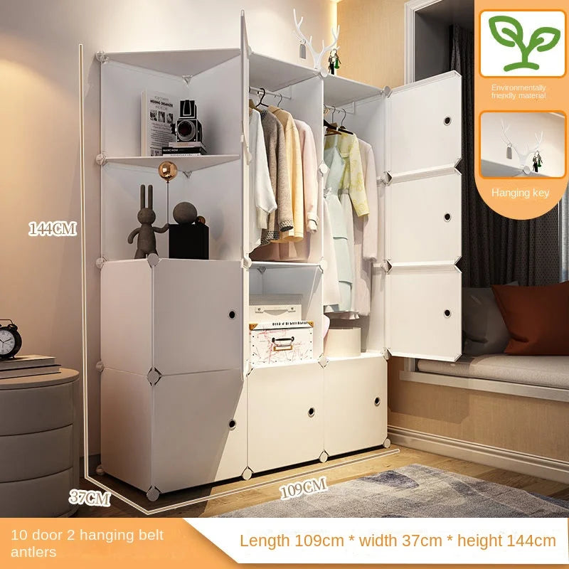 Home Bedroom Furniture Simple Wardrobe Clothes Cabinets Dressers Cube Storage Locker Baby Closet Plastic Collapsible Dustproof