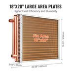 VEVOR Heat Exchanger Water to Air 18"x 20" for Outdoor Wood Furnaces Residential Heating and Cooling and Forced Air Heating