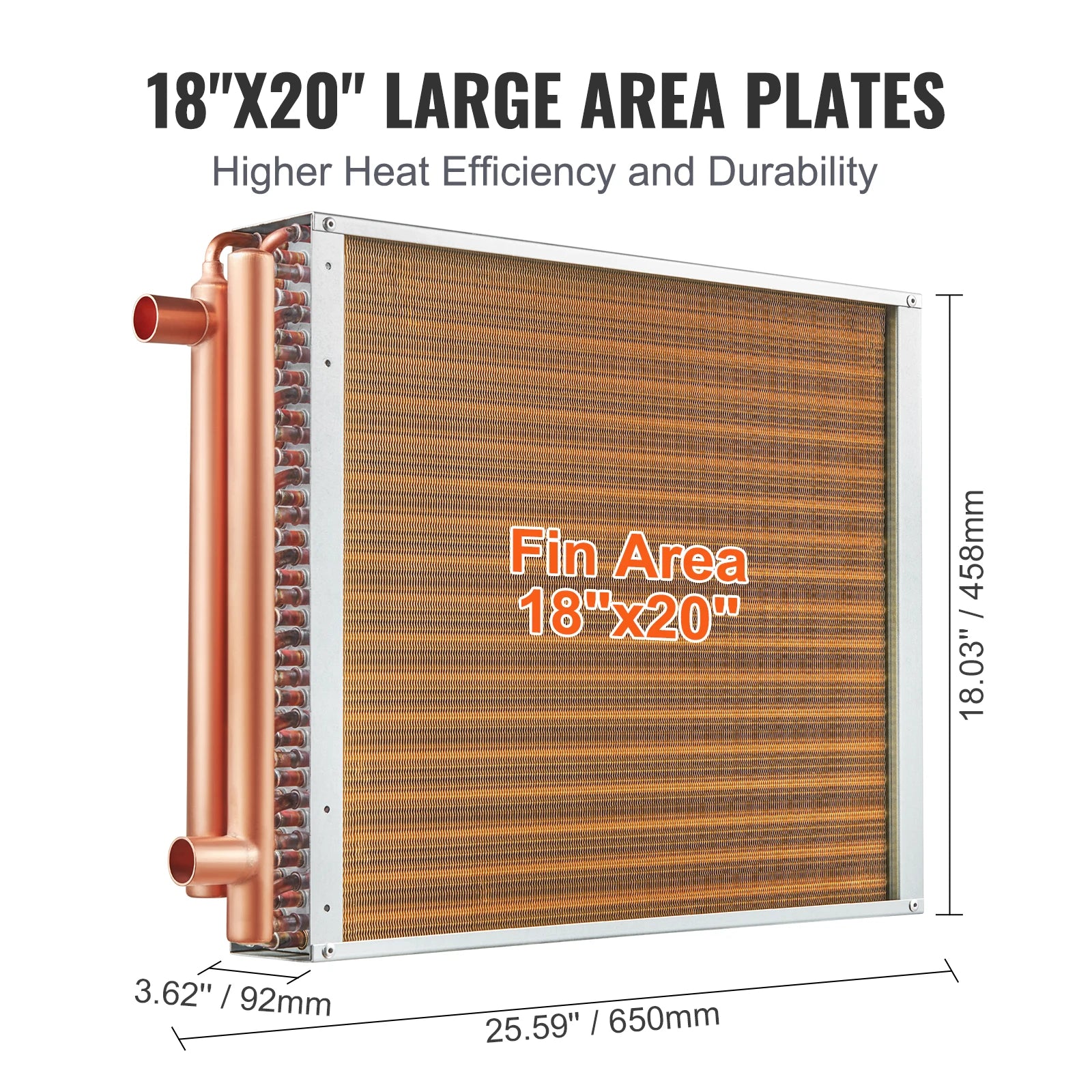 VEVOR Heat Exchanger Water to Air 18"x 20" for Outdoor Wood Furnaces Residential Heating and Cooling and Forced Air Heating