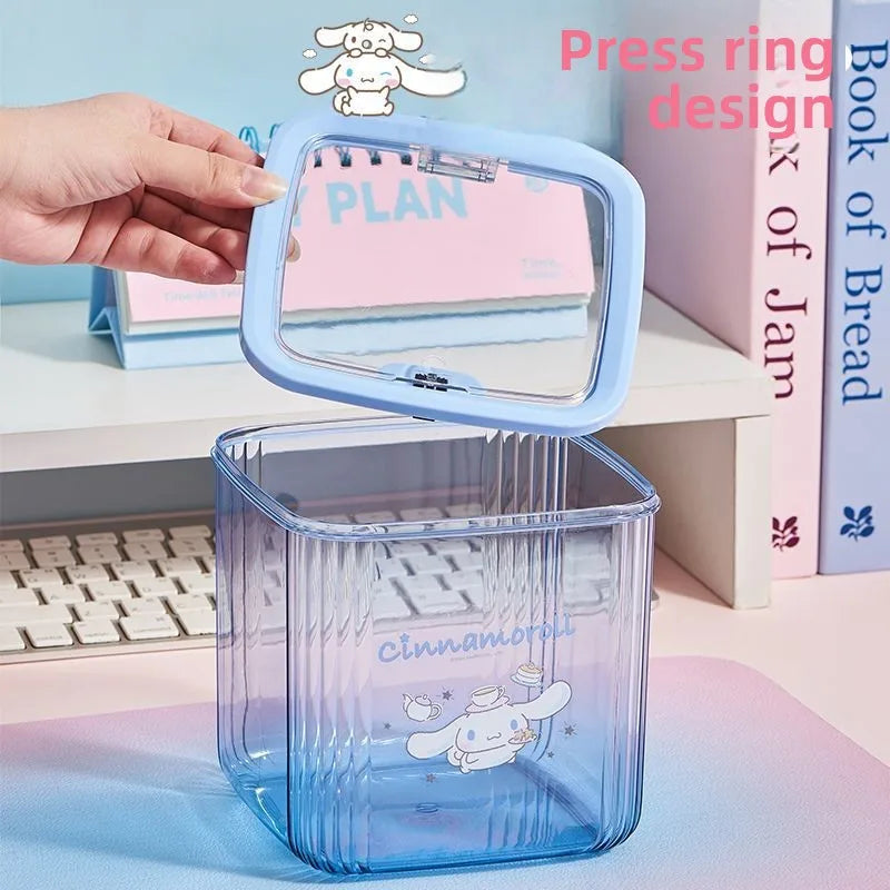 Hello Kitty Cartoon Desktop Trash Can Kawaii Exquisite Creative Home Office Desk Wastebasket Children's Mini Storage Box
