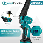 Yofidra 8 Inch Brushless Electric Chainsaw Cordless Rechargeable Woodworking Garden Pruning Saw Tool For Makita 18V Battery Pin
