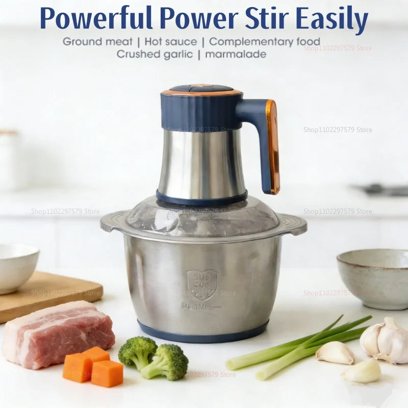 Electric Meat Grinders 5L Food Crusher 304 Stainless Steel Multifunctional Baby Food Processor Powerful Motor Kitchen Blender