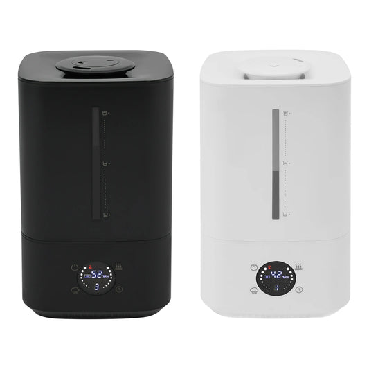 6L White/Black Hot&cold Mist Humidifier 2-in-1 Adjustable Air Humidifier Home Office 360° Rotating Dual Nozzle Humidificador