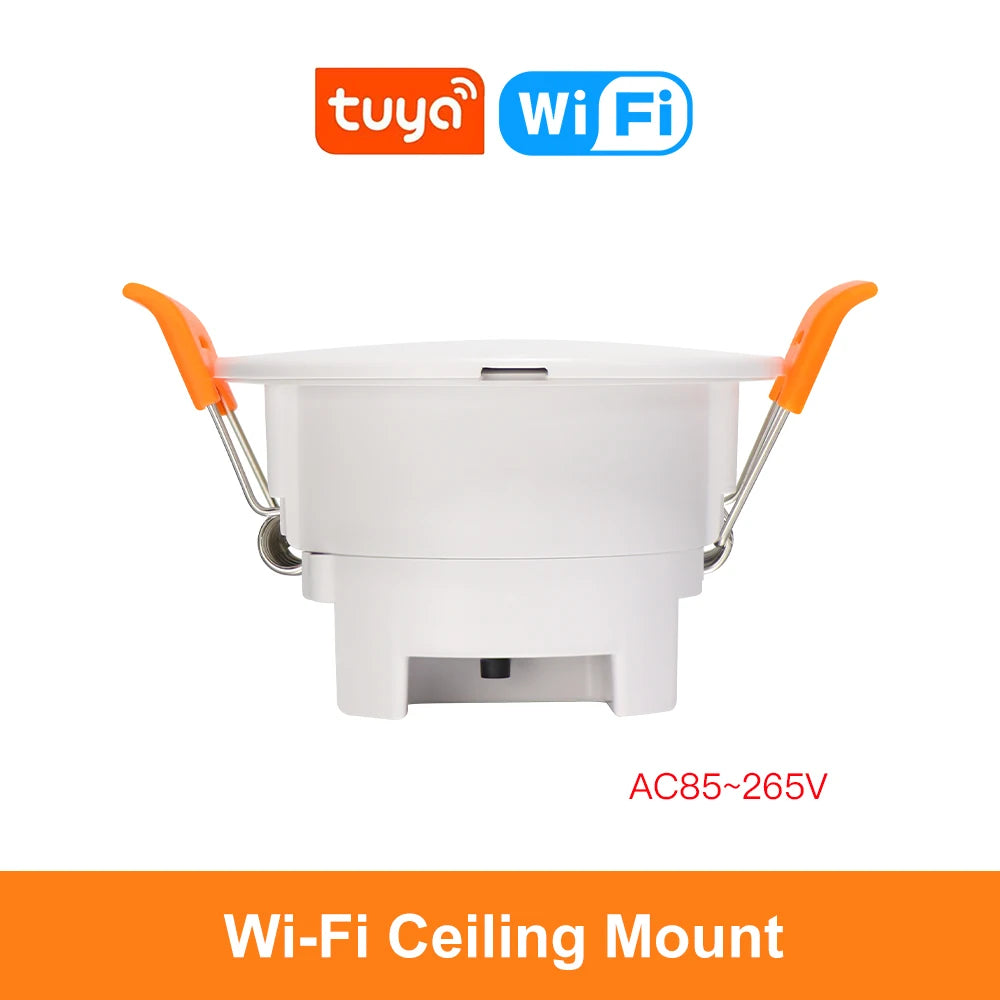 ZigBee MmWave Radar Human Presence Motion Sensor 24G Ceiling Mount Luminance/Distance Detection Tuya Home Automation