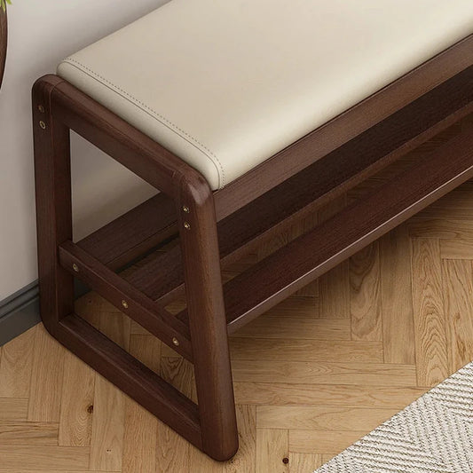 Modern Solid Wood Shoe Bench Entryway Multilayers Storage Stool Luxury Design for Hallway Bedroom Wide and Comfortable