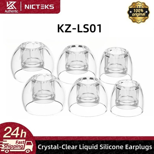 KZ LS01 IEM Ear Tips High-Transparency Liquid Silicone Earplugs High Soft S/M/L Size 3 Pair for Hifi In-Ear Monitor IEM Earphone
