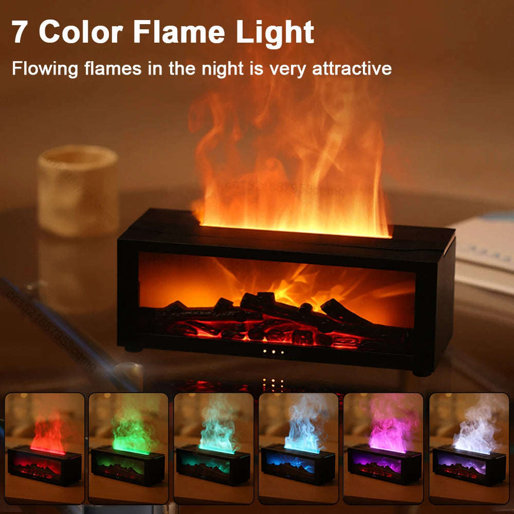Aroma Air Humidifier Essential Oil Diffuser Fireplace Flame Humidifier