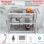 Stainless Steel Sink Kitchen Household Thickened Single Trough with Bracket Wash Basin Sink with Platform Easy Landing