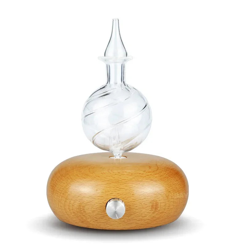 Aroma Essential Oils Diffuser Nebulizer Wooden Glass Air Fragrance Ele
