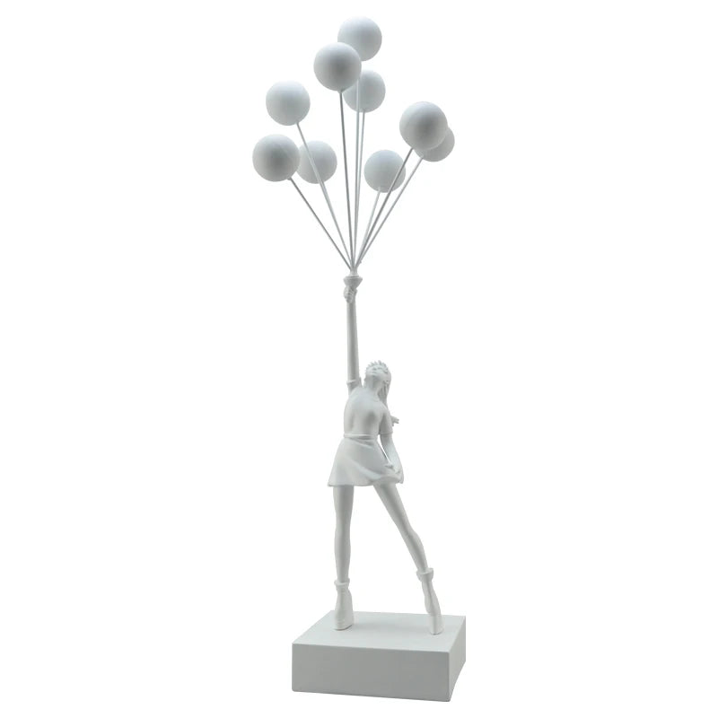 Art Balloon Girl Statues Banksy Flying Balloon Girl Sculpture Resin Craft Home Decoration Christmas Gift  living room decoration