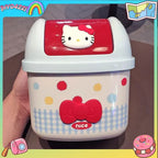 Cute Kt Cartoon Flip Top Desktop Trash Can Cute Mini Storage Bin Office Home Desk Waste Basket Creative Kids Children Gift