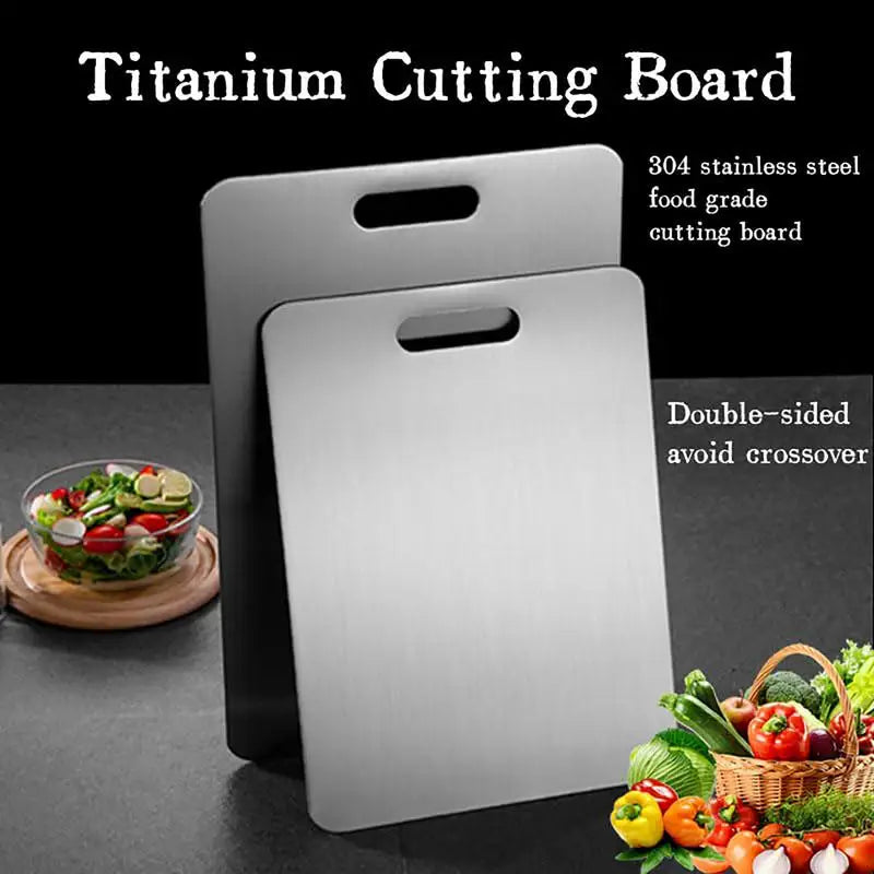 304 Stainless Steel Panel Titanium Cutting Boards for Kitchen Thickened Double Sided Cutting Board Portable Cutting Board
