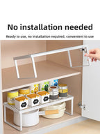 Kitchen Countertop Storage Rack Bowl Plate Pot Organizer Cabinet Internal Layered Shelf Seasoning Tabletop Storage