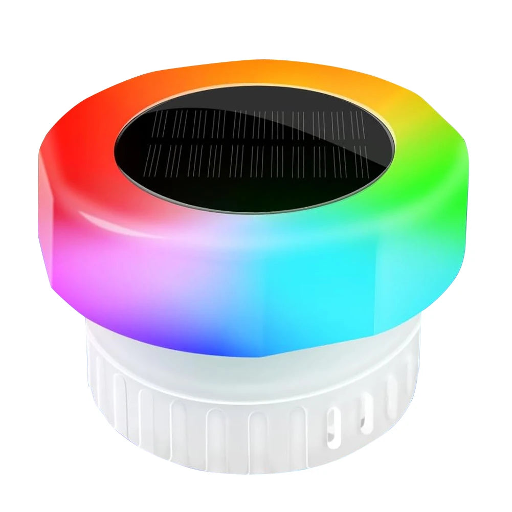 Solar Floating Chlorine Dispenser with Colorful Light Chlorine Floating Water Cleaner IP68 Waterproof for Up To 3 Inch Tablets