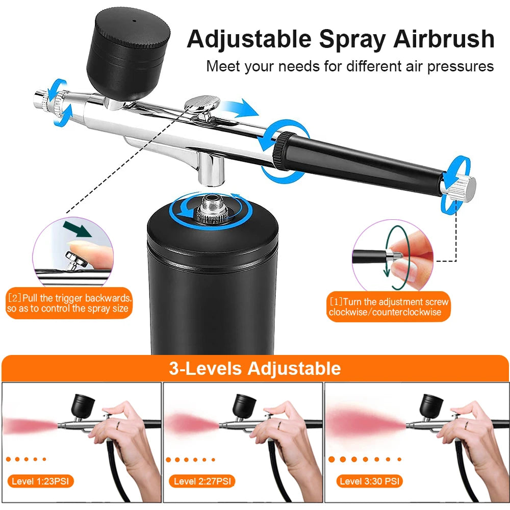 Portable Airbrush with Compressor Airbrush Painting Spray Gun for Nails Cake Painting Wireless Electric Paint Gun Airbrush Kits