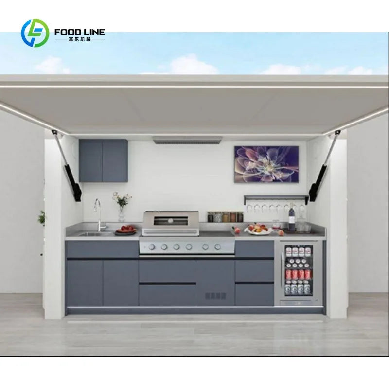 Outdoor Kitchen High End Steel Courtyard Party Mobile Integrated Design with Cooking and Barbecue Functions Customized