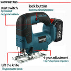 65mm 2900RPM Cordless Electric Jig Saw 3 Variable Speed 21V Battery Jigsaw Multifunctional Electric Tool