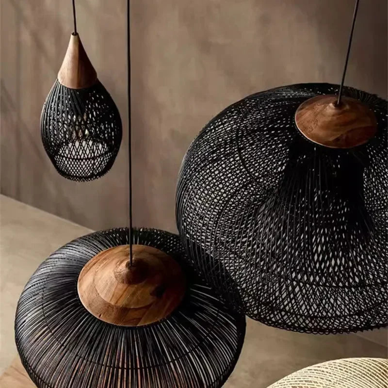 Chinese Retro Handmade Rattan Pendant Light Living Room Hot Pot Restaurant Homestay Zen Decoration Pendant Light