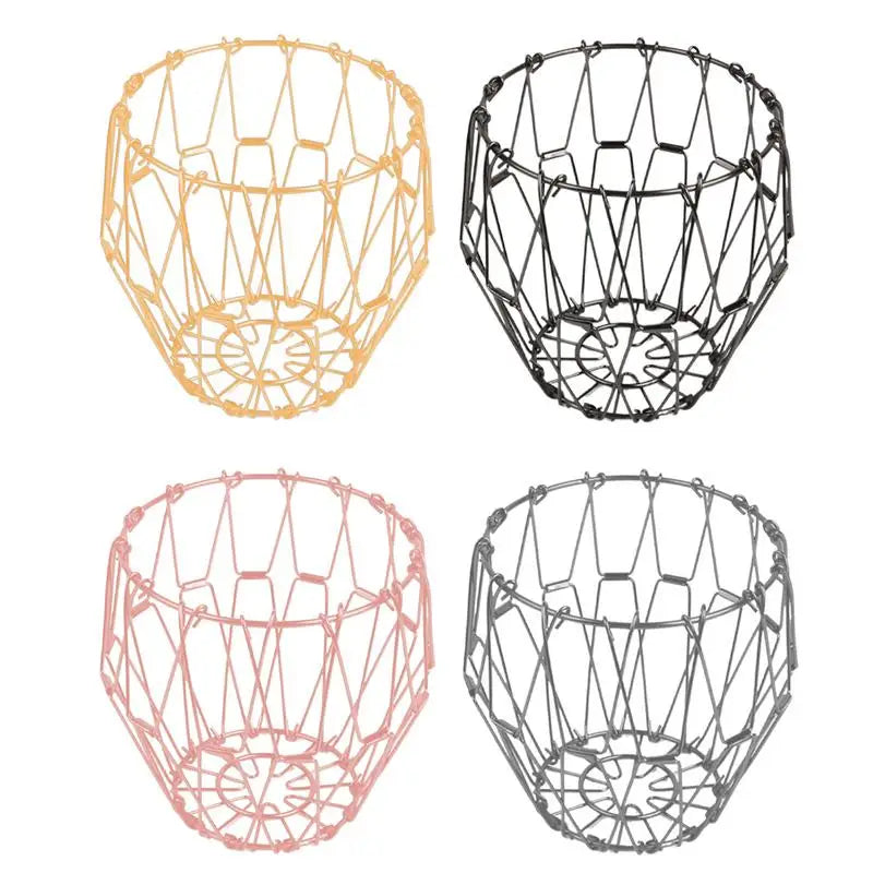 Creative Foldable Fruit Basket Home Snacks Storage Disc Versatile Scalable Metal Wire Basket Collapsible Dish Plate Bowl