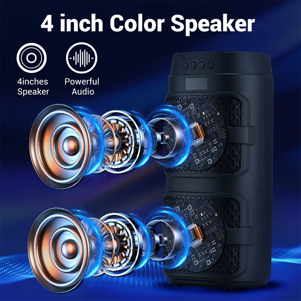 3000W Portable Bluetooth Speaker | Dual 4" Subwoofer with LED Lights