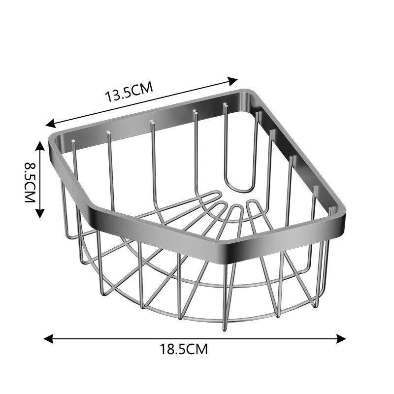 Kitchen Storage Drain Basket Adjustable Soap Sponge Shelf Bathroom Space Saving Storage Rack Wall Mounted Drain Basket
