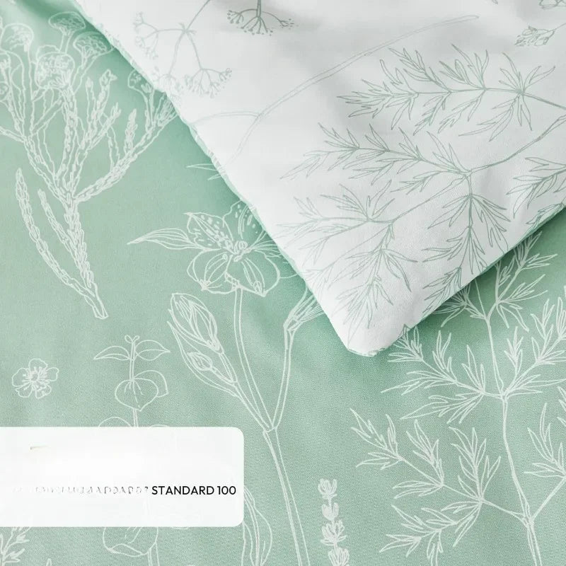 3 count Cute Floral Bedding Sets for All Seasons,1 Soft Reversible Botanical Flowers Comforter and 2 Pillow Shams