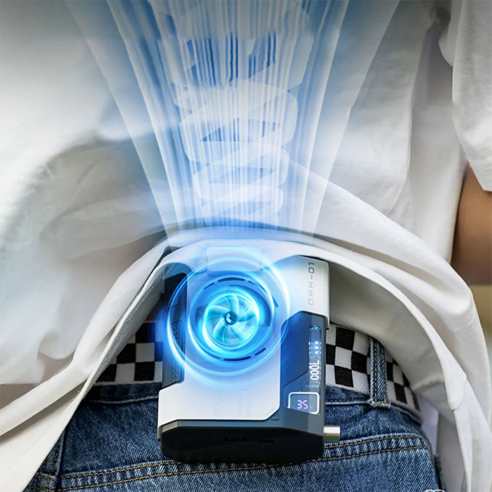 Portable Waist Fan Rechargeable 5 Speeds Wearable Belt Fan LED Digital
