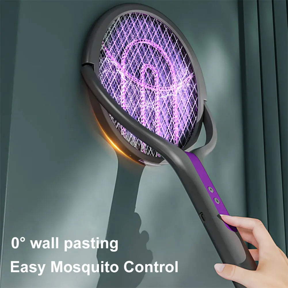 Rotating Head Electric Fly Swatter Rechargeable Fly Zapper 2 in 1 Fly Killer and Mosquito Trap Lamp for Indoor and Outdoor