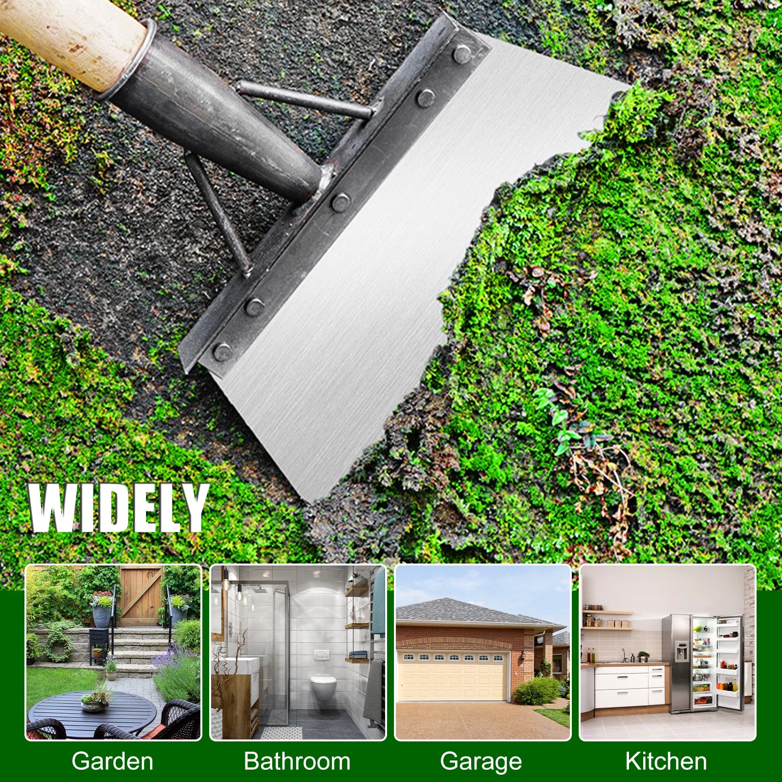 Multi-Use Cleaning Shovel Head 9.8inch Garden Pig Farm Pigeon Chicken Coop Manure Shovel Stainless Steel Weeding Hand Shovel