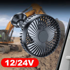 USB Car Dashboard Cooling Fan 12V/24V with Suction Cup Auto Cooler 360 Degree All-Round Car Air Fan for Vehicle Home Office