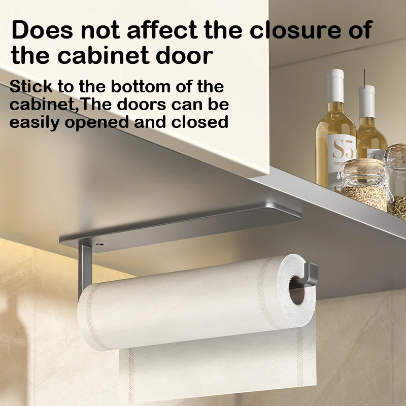 Kitchen Paper Towel Holder Wall Mount Nail-Free Kitchen Bathroom Toilet Lengthen Storage Rack Towel rack Self-Adhesive Roll Rack