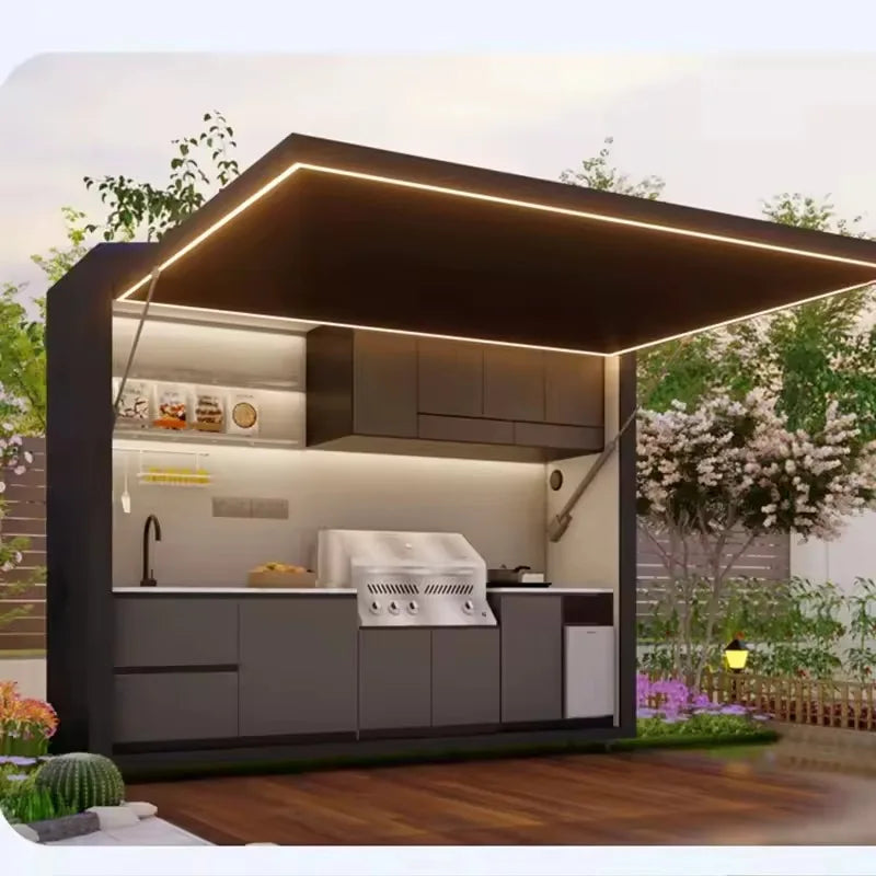 Outdoor Kitchen Bar Outdoor Kitchen Pod Custom Size Outdoor Kitchen Modular BBQ Island Stainless Steel Cabinets Customized