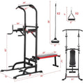 Power Tower with Bench, Pull Up Bar Stand, Dip Bar w/Folding Bench 4 Ropes Strength Training, Multi-Function - HOME