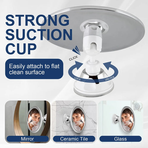 360° Rotatable Shower Mirror Bathroom Fogless Makeup Mirror With Holder Suction Cup Anti-Fog Mirror for Shaving Makeup Showering