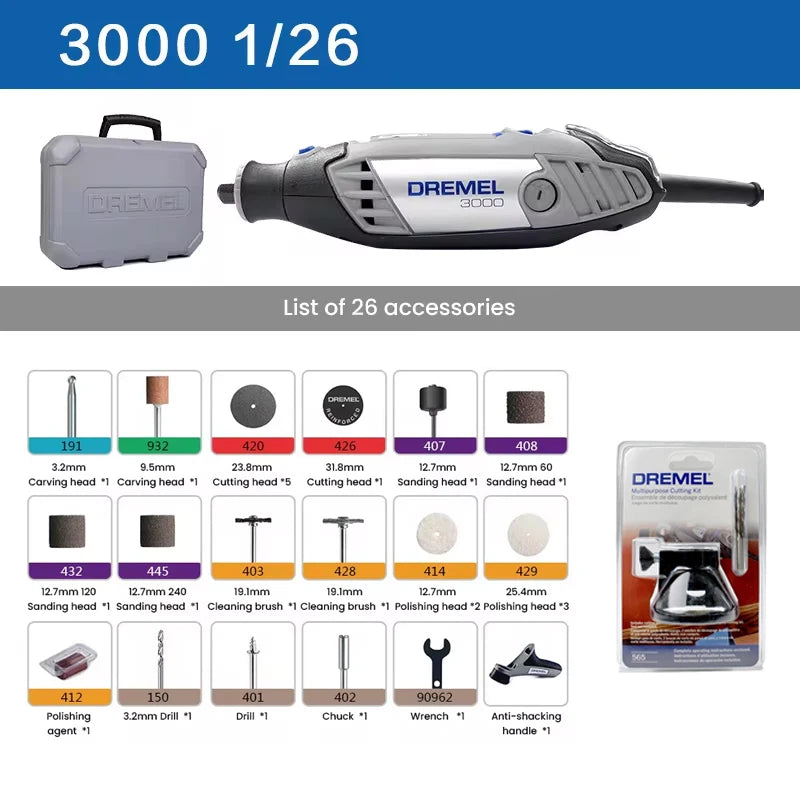 Dremel 3000 1/26 Mini Angle Grinder Rotary Power Tools Multifunctional 5 Speed Polishing Electric for Wood Carving Tools Sets