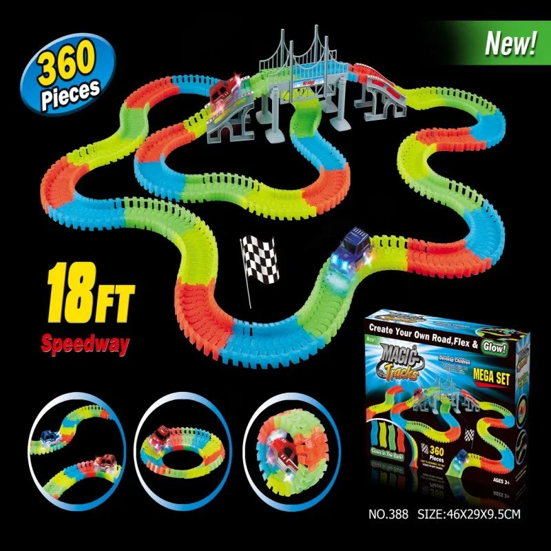 Electric Noctilucent assembly Track Toy Car Set for Kids - City Engineering Mini Car Puzzle - Boys Gift Track car