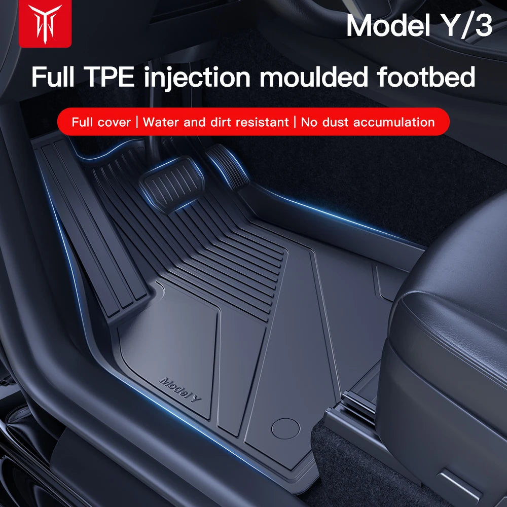 YZ For Tesla Floor Mats Model 3 Y Highland 2021-2024 Car Four Seasons Waterproof Non-slip Floor Mat TPE Special Car Accessories