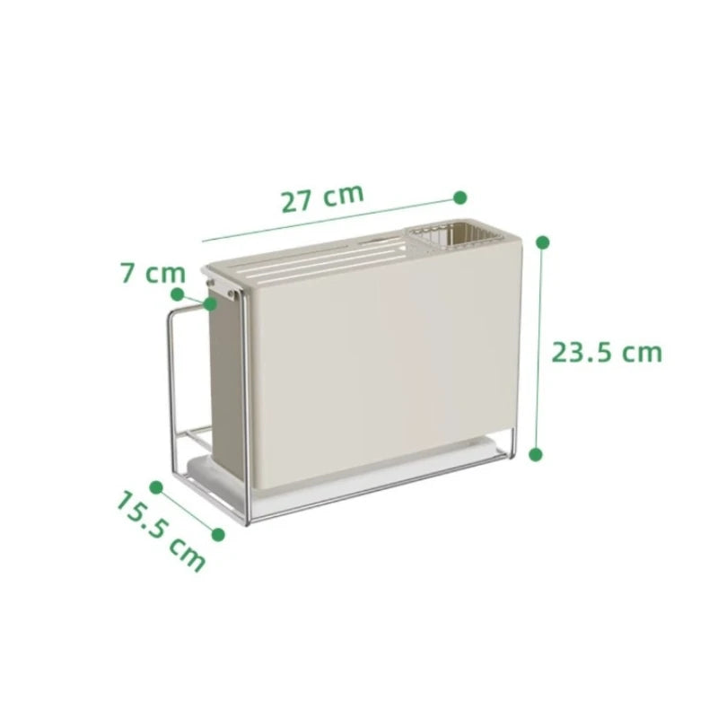 Kitchen Knife Holder Rack with Lid Stand and Chopstick Storage Magnetic Drain Design for Countertop Organization Use