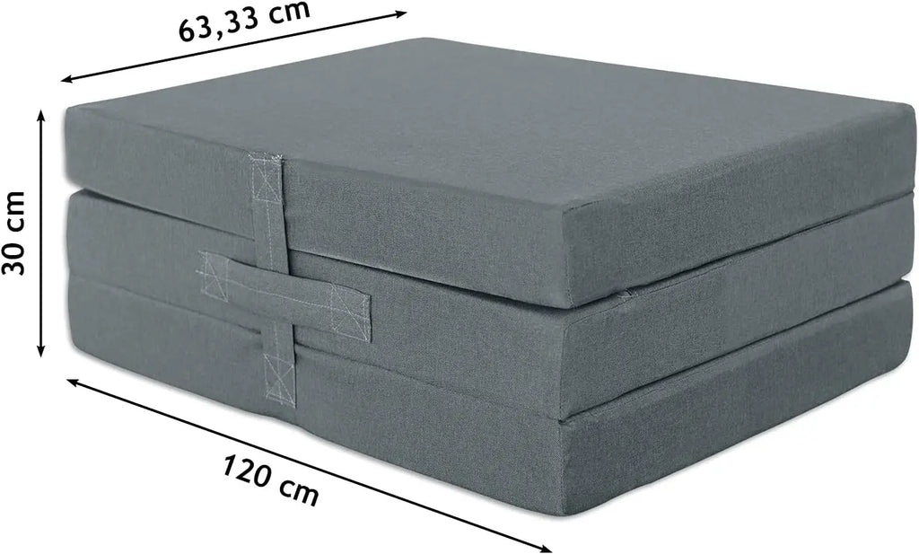 Colchón Plegable Viscoelástica Cierre y Asa 120 x 190 x 10 cm con Espuma D25 extrafirme en Loneta Pre