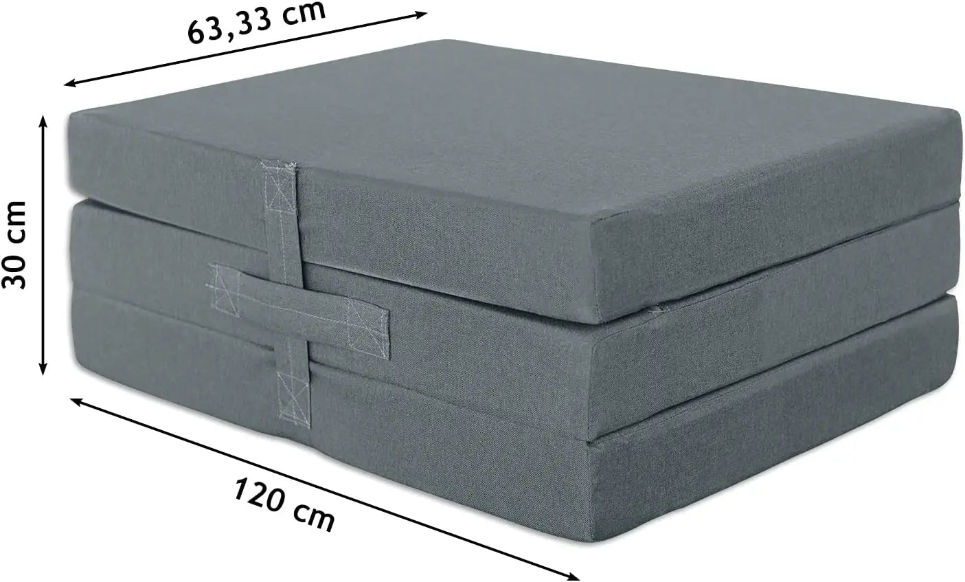 Colchón Plegable Viscoelástica Cierre y Asa 120 x 190 x 10 cm con Espuma D25 extrafirme en Loneta Pre