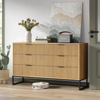 6 Drawer Double Dresser 54''W Modern Dresser Wood Storage Dressers & Chests of Drawers for Closet, Bedroom Living Room, Hallway