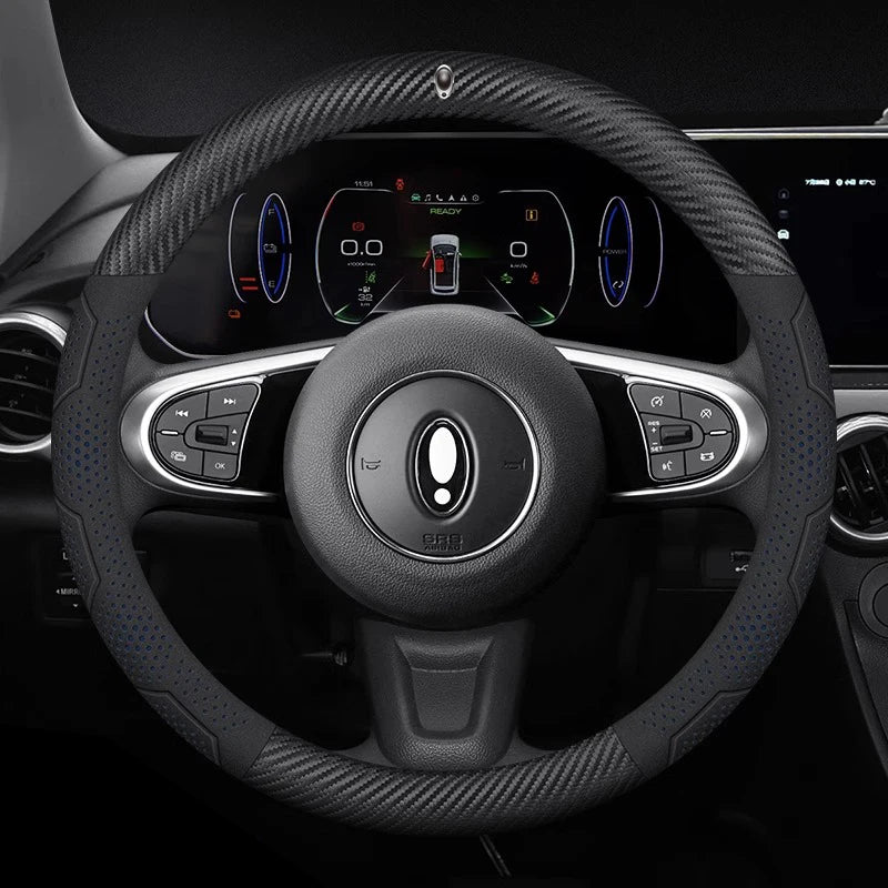 For Great Wall ORA iQ Good Cat GT Funky Cat Ballet Cat EV Flash Cat Carbon fiber Suede Car Steering Wheel Cover Auto Accessories