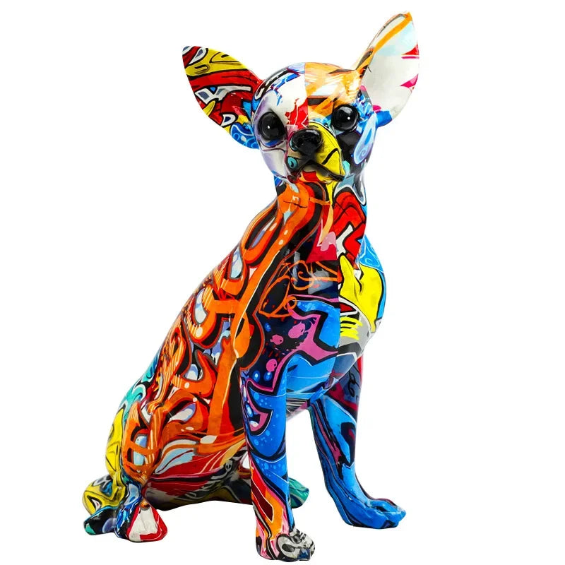 Simple Creative Painted Graffiti Living Room Color Dog Decorations Home Entrance Wine Cabinet Office Decor Resin Crafts