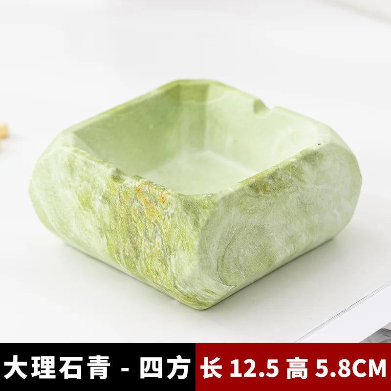 European-style Marble Texture Ashtray Creative Ceramic Ashtray Anti-flying Ash Office Living Room Modern Desktop Decoration