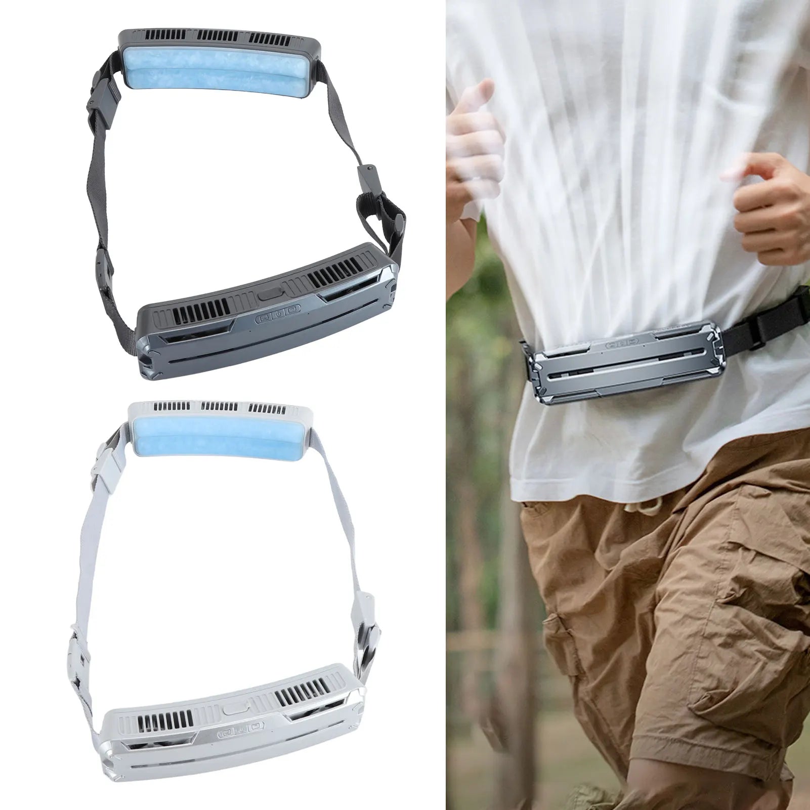 Wearable Waist Fan Multifunctional 3 Speeds Adjustable Ice Compress Ef