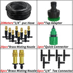 WUJIE 5M-30M Garden Irrigation Outdoor Misting Cooling System Watering 1/4'' Brass Atomizer Nozzles 4/7mm Hose Patio Greenhouse